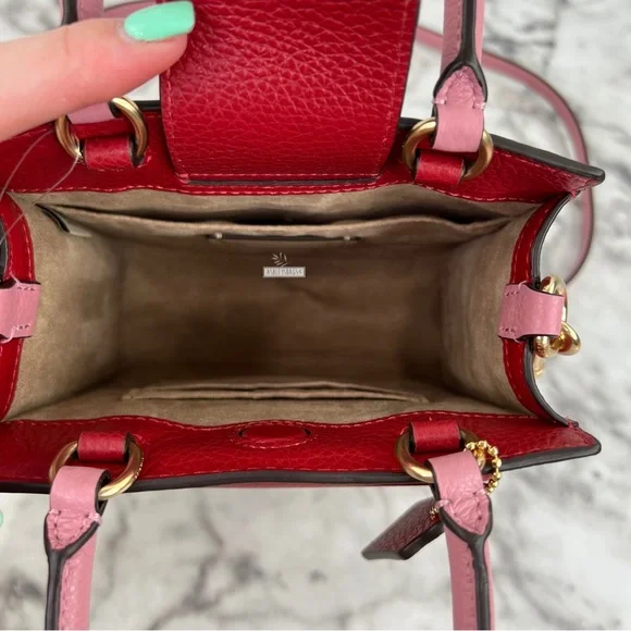 Coach Mini Pepper Crossbody Handbag In Colorblock Red Multi - Picture 7 of 11